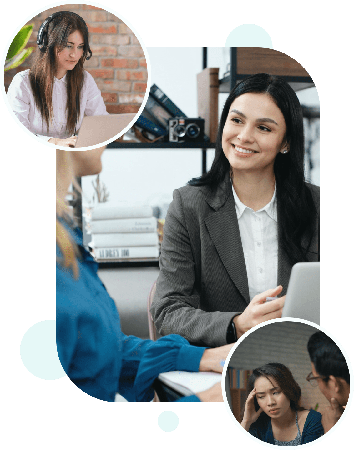 Support team helping clients